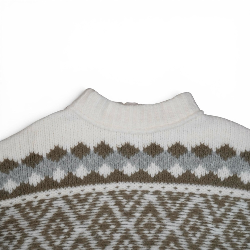 NWT Free People Alpine Pullover Sweater Ivory Fair Isle Chunky Knit Size Small - Picture 6 of 7